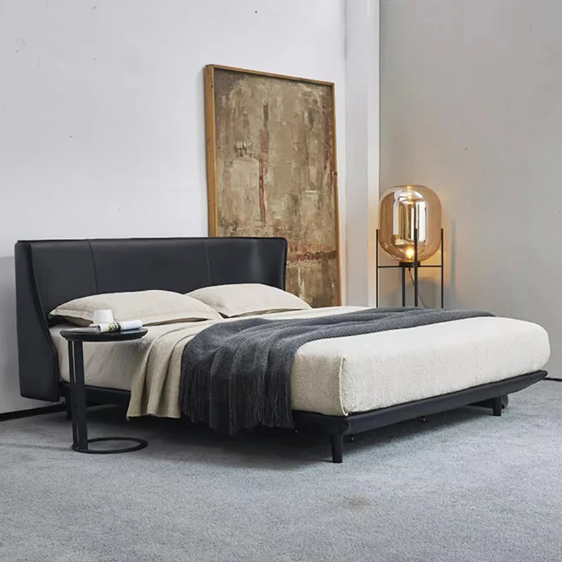 Эстетические кровати в скандинавском стиле роскошные кожаные минималистичные
