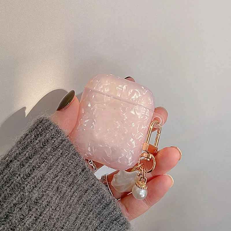 Фото Защитный чехол для Bluetooth-гарнитуры Dreamy Pearl Shell, мягкий чехол с брелком для AirPods 4 3 2 1, чехол для беспроводных наушников №5