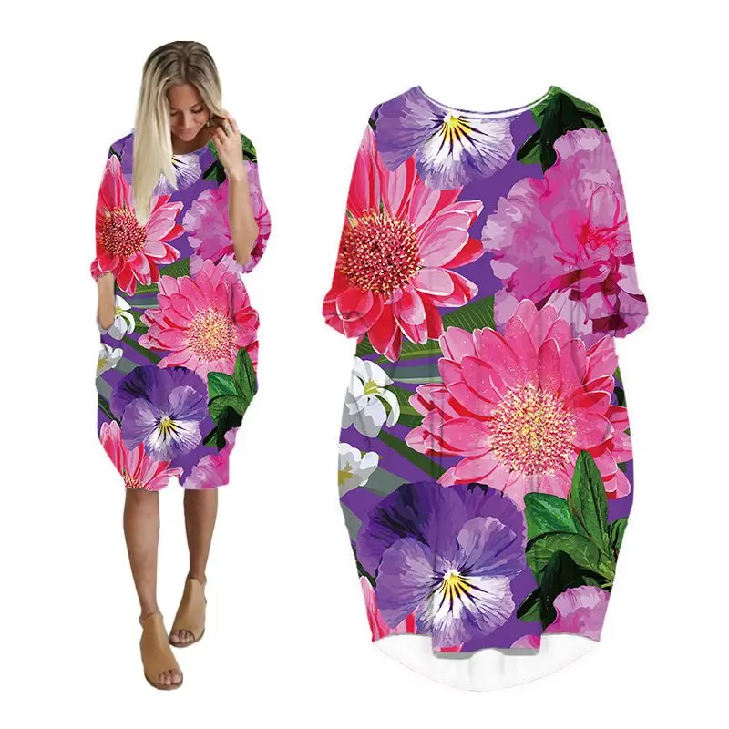 

dresses for women floral plus size long sleeve fashion casual woman clothes streetwear christmas ladies clothing female dress