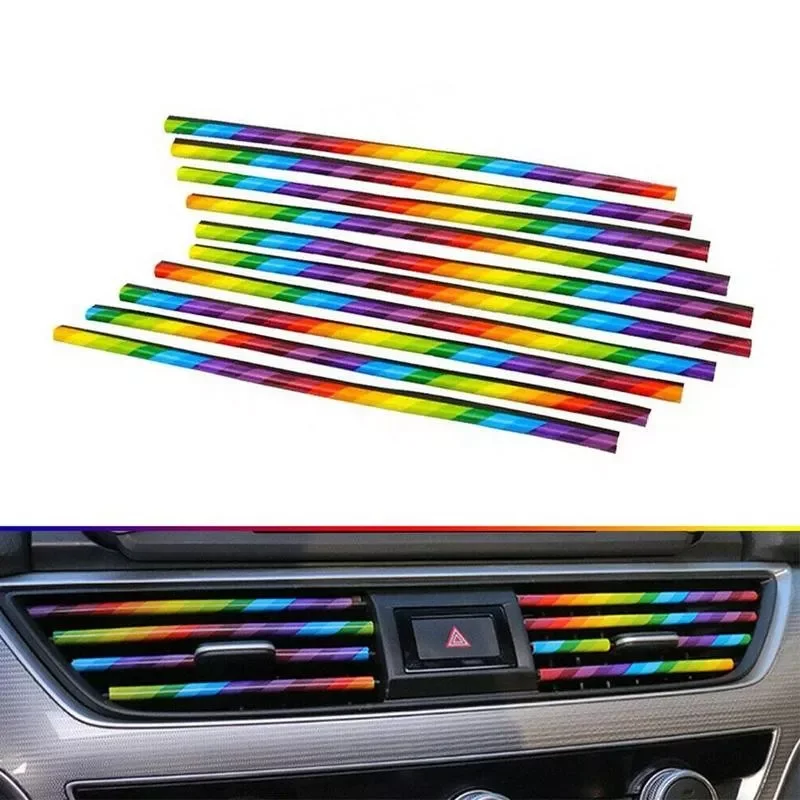 

10pcs Decoration Bright Strip DIY Car Interior Air Conditioner Outlet Vent Grille Chrome Decoration Strip Car Styling