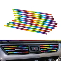 10pcs decoration bright strip diy car interior air conditioner outlet vent grille chrome decoration strip car styling