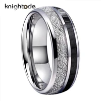 8mm tungsten carbide rings white meteoriteblack carbon fiber inlay for men women wedding band couple gift dome polished