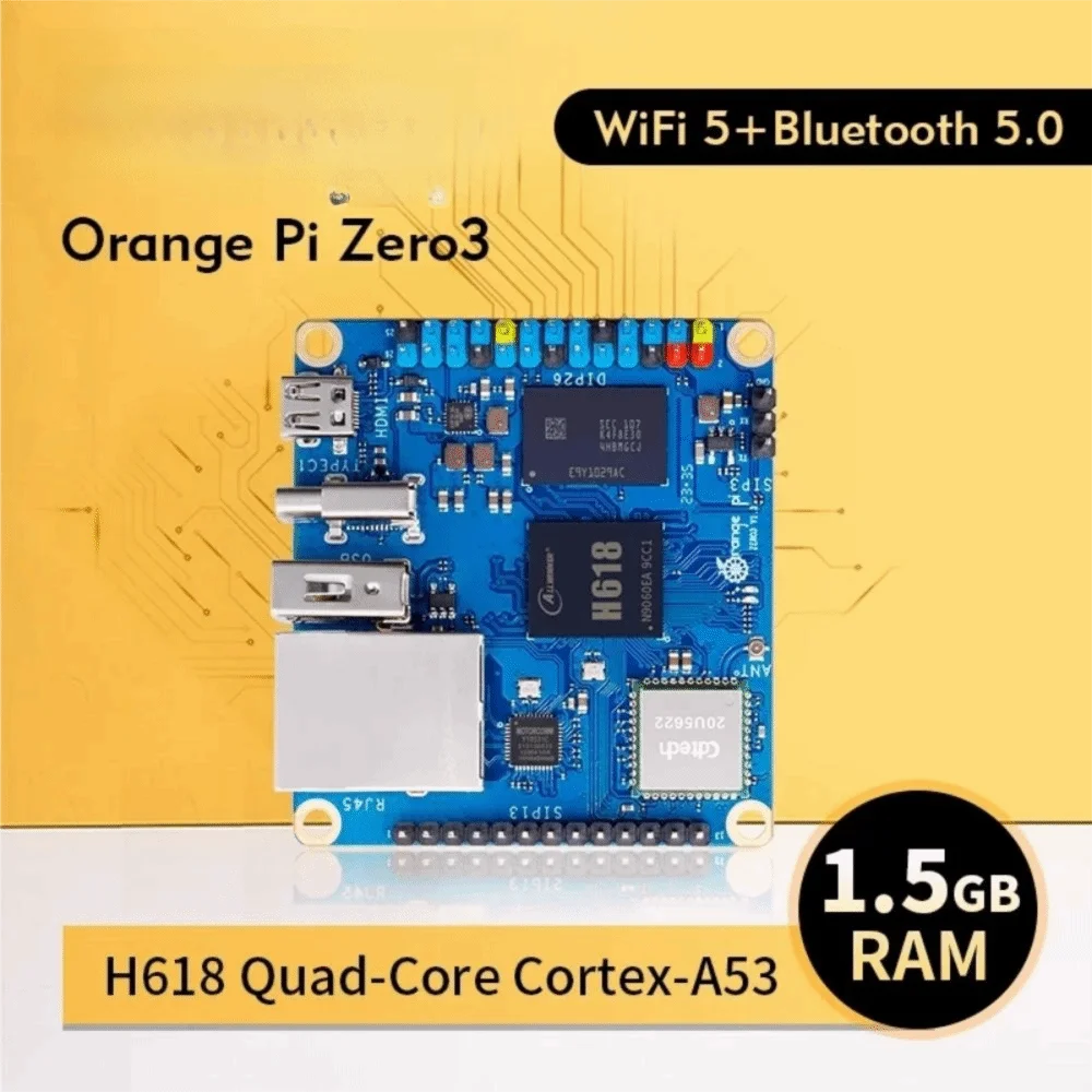 Фото Плата для разработки Orange Pi Zero 3 с 1/1.5/2/4 ГБ ОЗУ DDR4, WiFi5, Allwinner H618, с поддержкой WiFi, Bluetooth и BLE №3