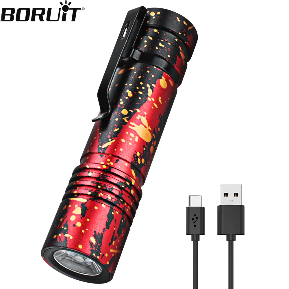 BORUiT V8 XM-L2 LED Flashlight 5-ModeType-C Rechargeable Built-in 18650 Battery Torch IPX4 Waterproof Outdoor Fishing Camping enlarge