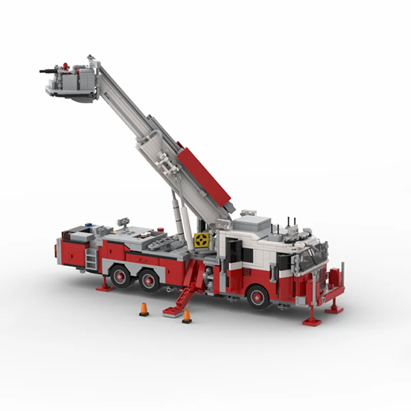 Фото 1365 деталей MOC FDNY - Нью-Йорк - Лестница на башне 21, модель пожарной машины из района Хеллс-Китчен, строительные блоки, игрушки, конструктор, рождественский подарок №4