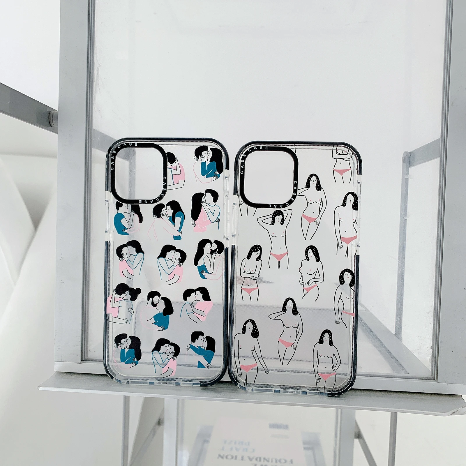 

Stylish Line Art Love Phone Case For Iphone 11 12 13 Pro Max X Xs Max Xr 7 8 Plus Shockproof Transparent Protector Cover