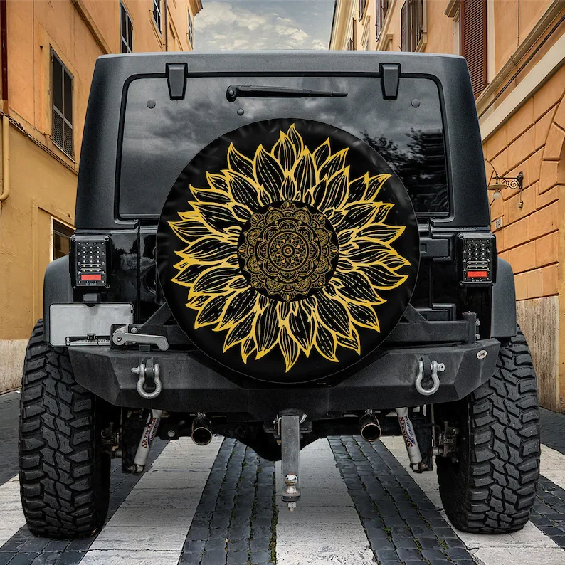 

Sunflower Spare Tire Cover With Or Without Backup Camera Hole, Spare Tire Cover For Camping, Bronco, CRV, Jeep Wrangler