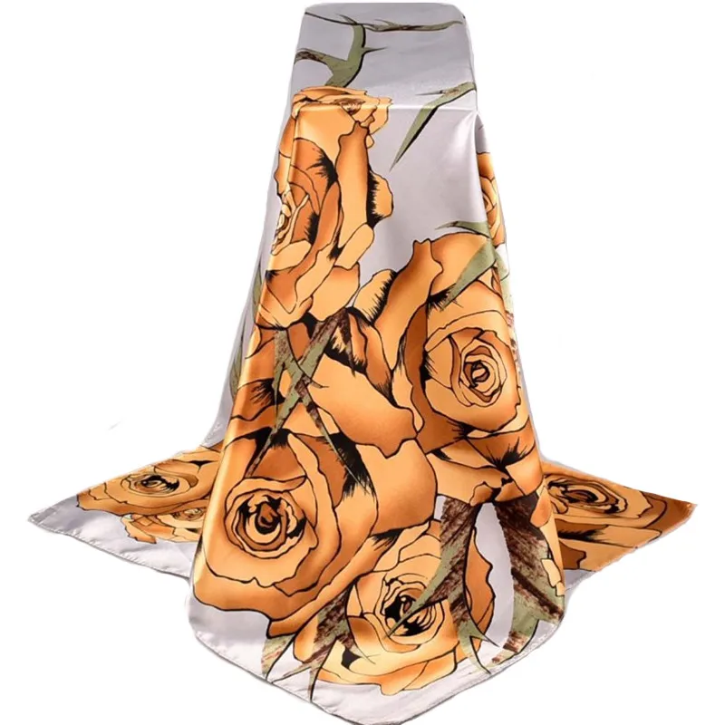 

Classic Rose Color Square Silk scarf European and American style Women Satin Small Square Wraps Scarves Shawl Animal Shawls