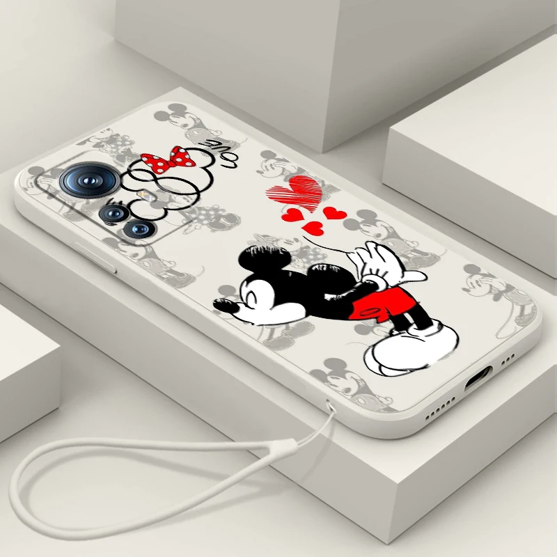 

Phone Case For Xiaomi Mi 12S 12X 12T 12 11i 11T 11 10 10S 10T Pro Lite Ultra 5G Mickey Minnie Disney Cartoon Liquid Rope Cover