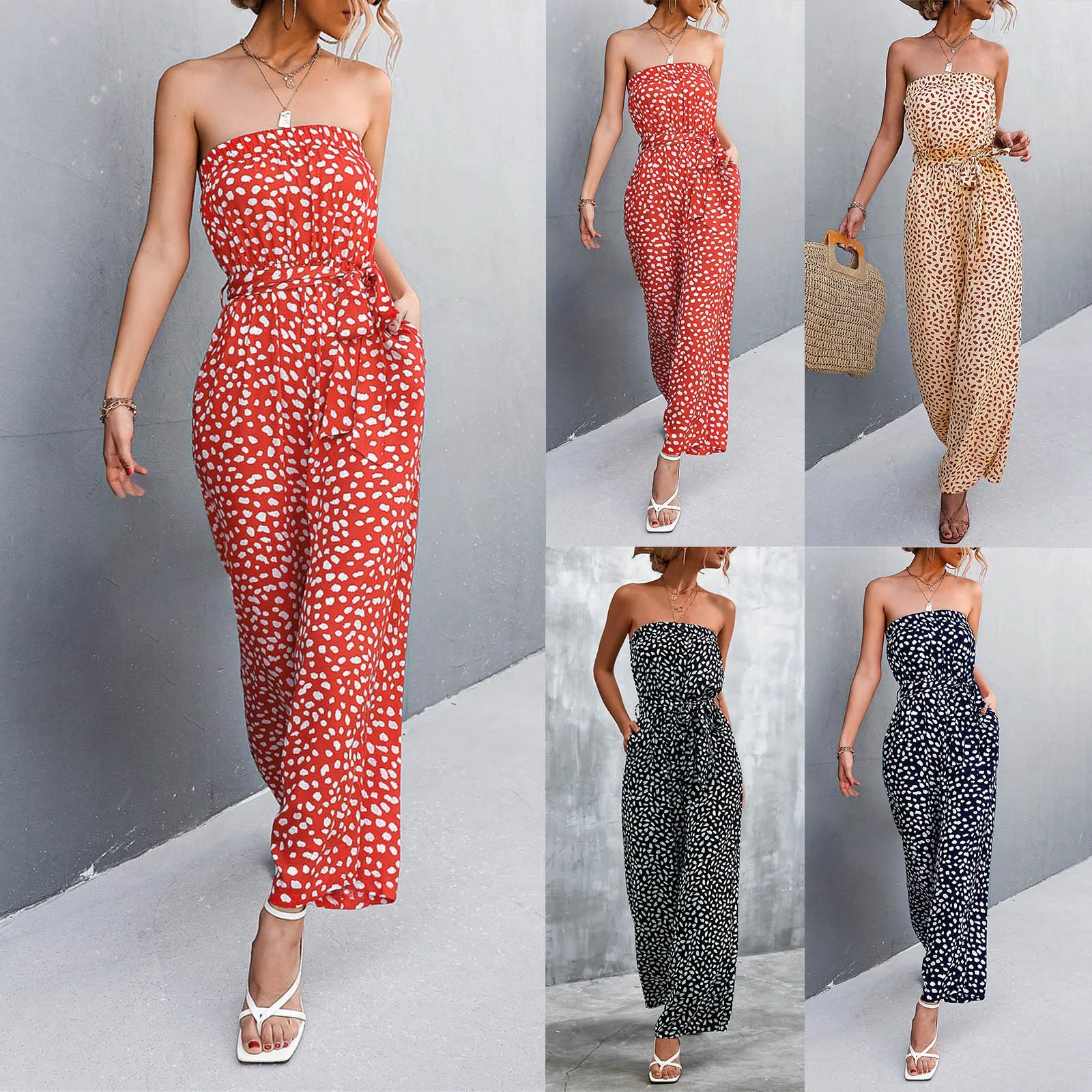 

Sexy Romper Women Off Shoulder Jumpsuit Floral Printed Romper Cropped Wide Leg Jumpsuits Long Sleeve Body