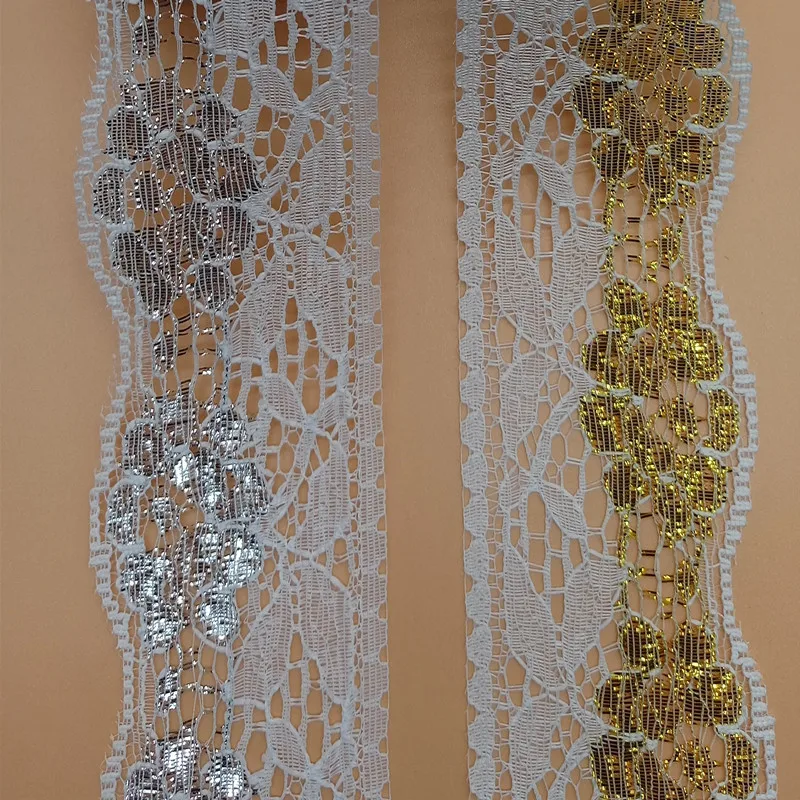 

10Yards Glitter Lace Ribbon Embroidered Net Trim Wedding Dress Fabric Sewing Accessories Needlewor Cmembellishments Width 6.4cm