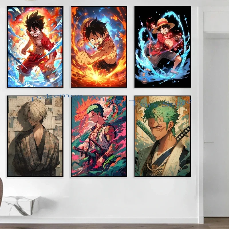Эстетический цельный Аниме Обезьяна д Луффи холст плакат современное искусство