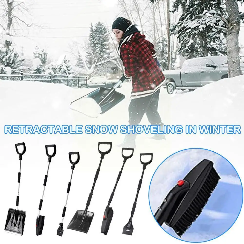 

3 In 1 Removal Shovel Kit Foldable Car Glass Removal Shovel For Car Camping Outdoor Portable Retractable Tool T4R6