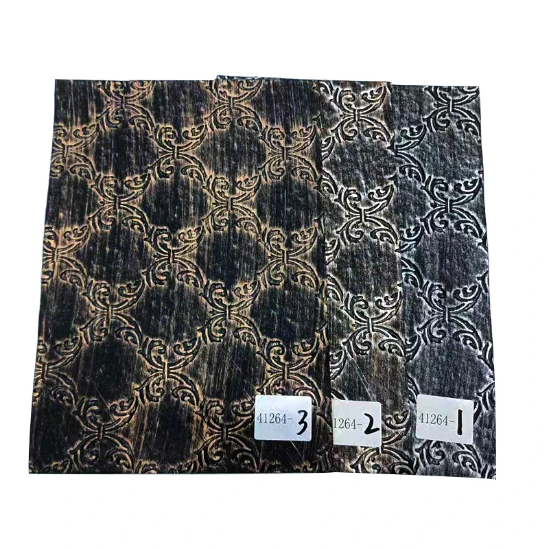 

XHT-4126 Retro Black Grey Brown Color Embossing PU Flower Faux Leather Fabric Roll for Making Shoe Bag Decoration Craft Keychain