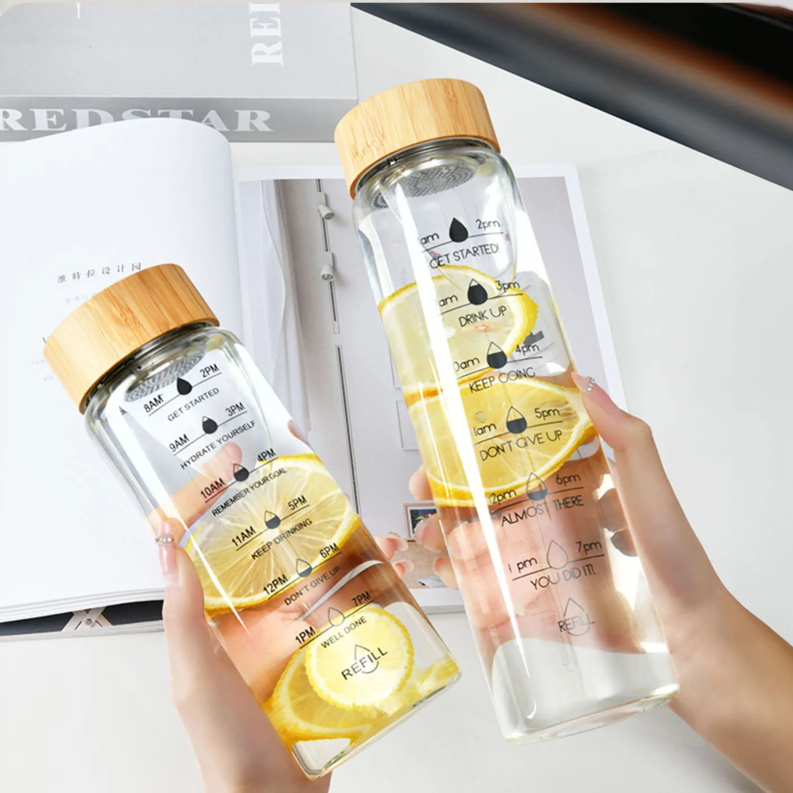With Time Marker Cover For Water Drink Transparent Milk Juic
