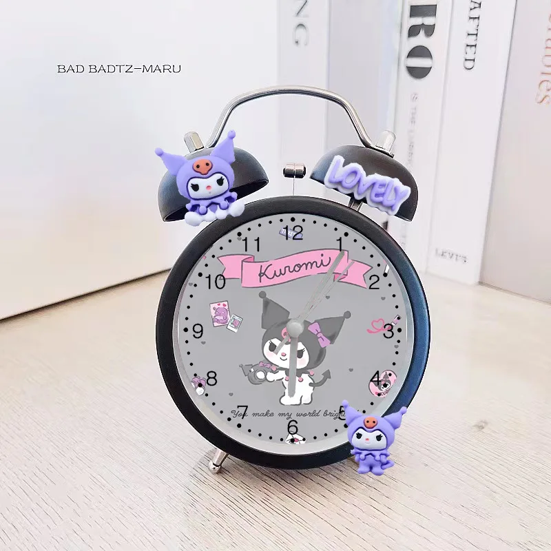 Sanrioed Pochacoo Hello Kitty Pompompurin Kuromi Cinnamorll My Melody Alarm Clock Kawaii Cartoon Anime Silent Desktop Bedroom