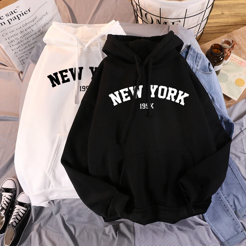 

Hoodies Women's Sweatshirts NEW YORK Printing Oversized Hooded Female 2022 Thicken Warm Hoodies Lady Autumn Pullovers Tops