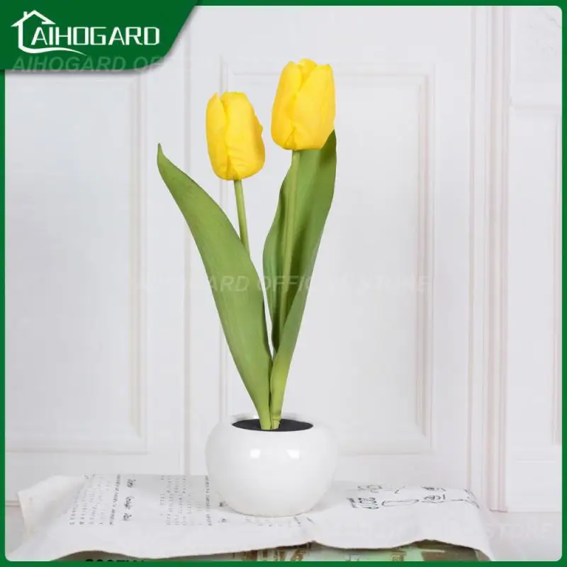 

Living Room Garden Table Lamp Tulips Artificial Flowers Atmosphere Light Simulation Tulip Bedside Bouquet Lamp Wholesale Hot