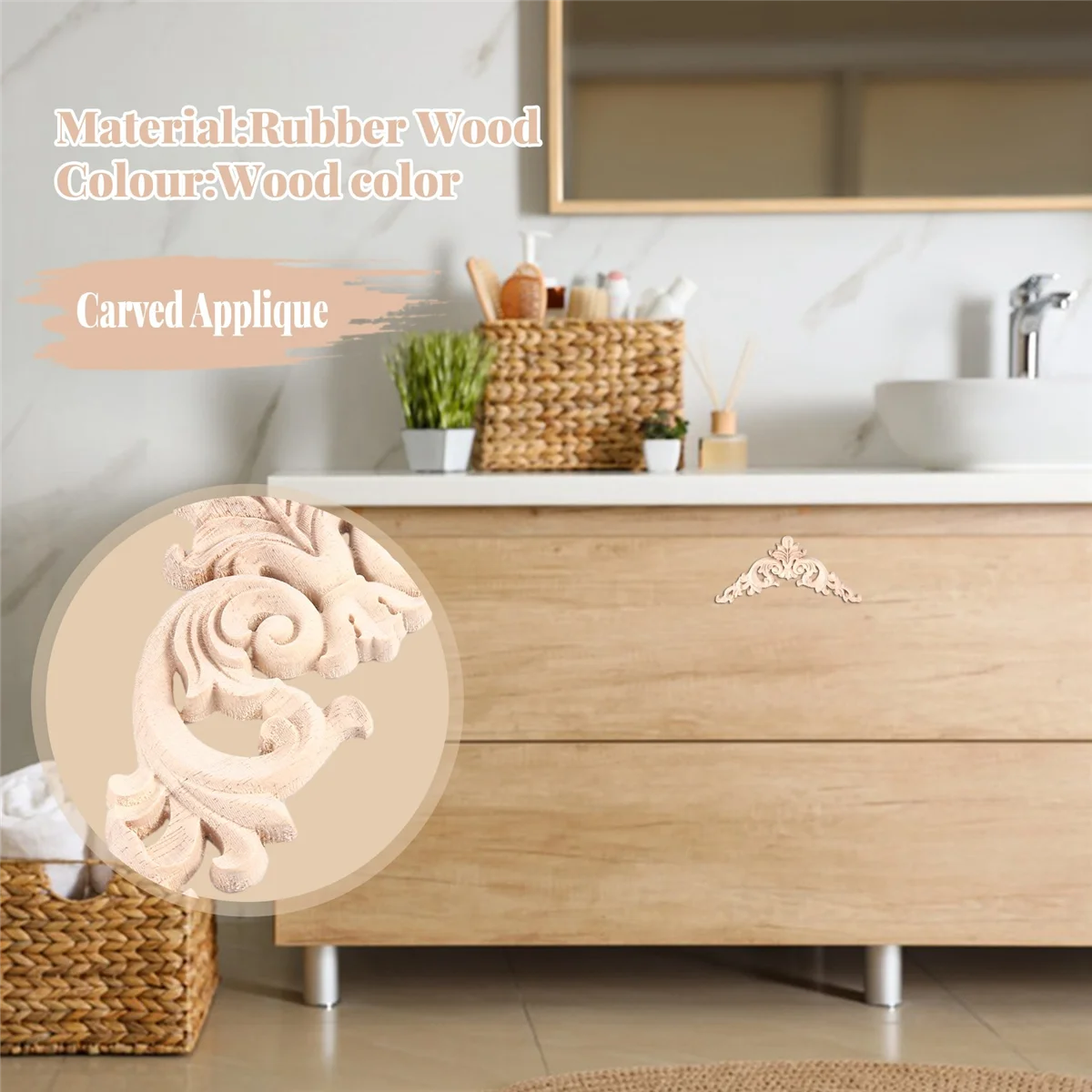 15*15 см резиновая деревянная резная угловая аппликация изысканная неокрашенная