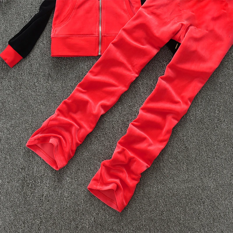 Бархатный спортивный костюм для женщин весна 202 женский комплект из куртки и брюк