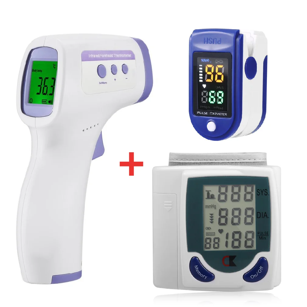 

New Finger Clip Pulse Oximeter SPO2 PR Heart Rate Monitor Blood Pressure Blood Oxygen Saturation Meter Thermometer Tonometer
