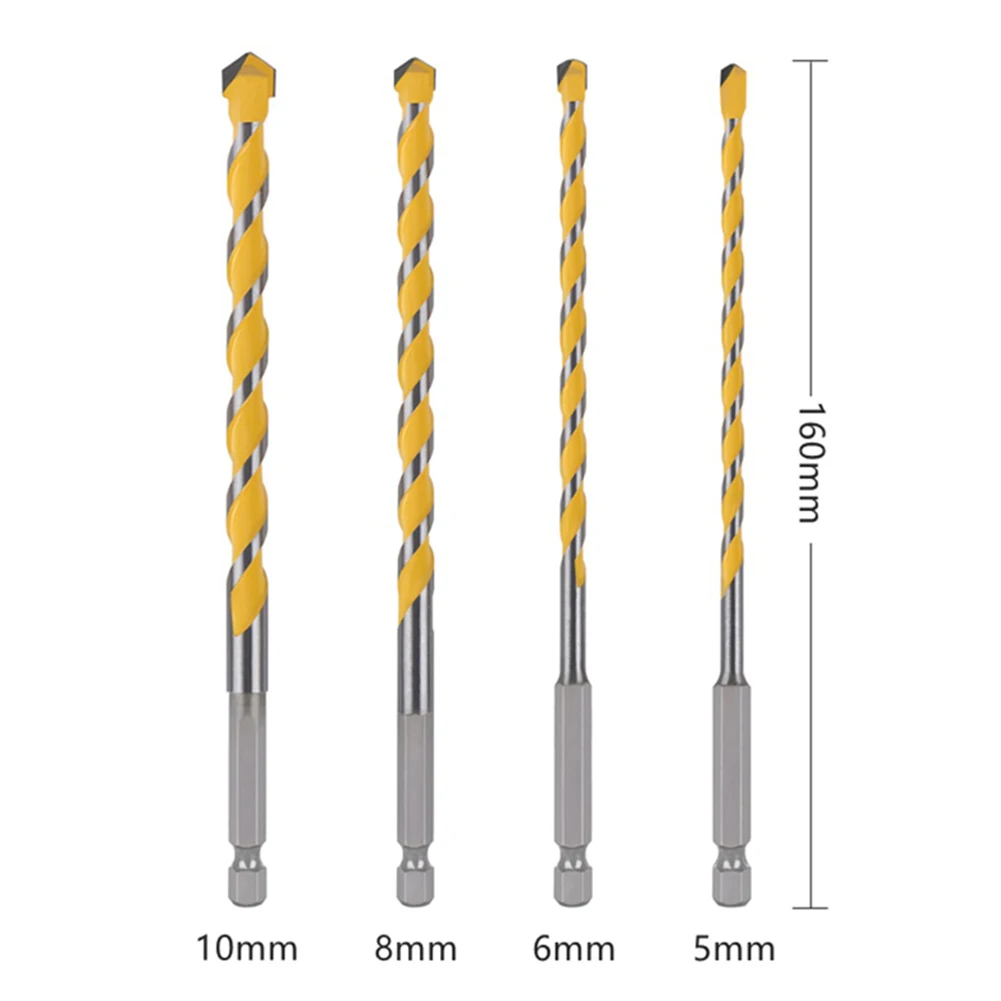 

4pcs 1/4inch Hex Shank 160mm Tungsten Carbide Drill Bit For Drilling Concrete Granite Brick Stone Power Tools Accessories