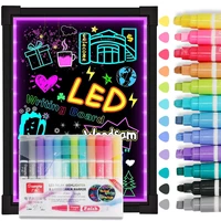 12pcs colored art marker penliquid ink neon pensfor flashing led lighted board penwhiteboardmenu message boardglass