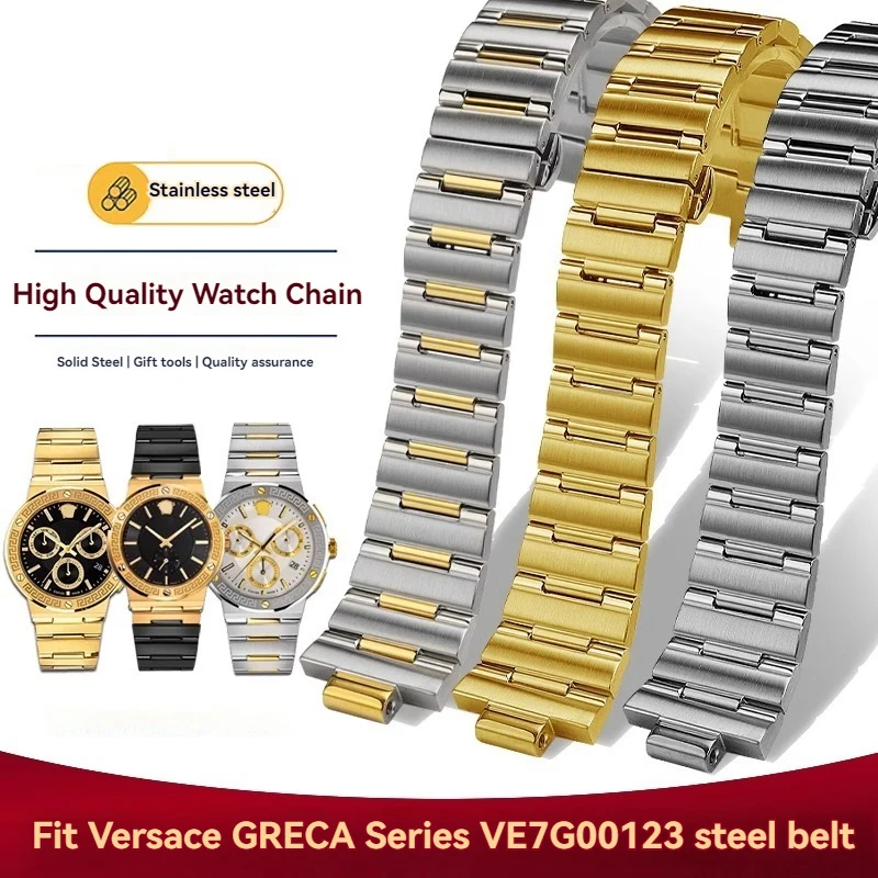 Для Versace GRECA выпуклый металлический ремешок VE7G00123 VE7G00 223 VE7G00420 для часов из