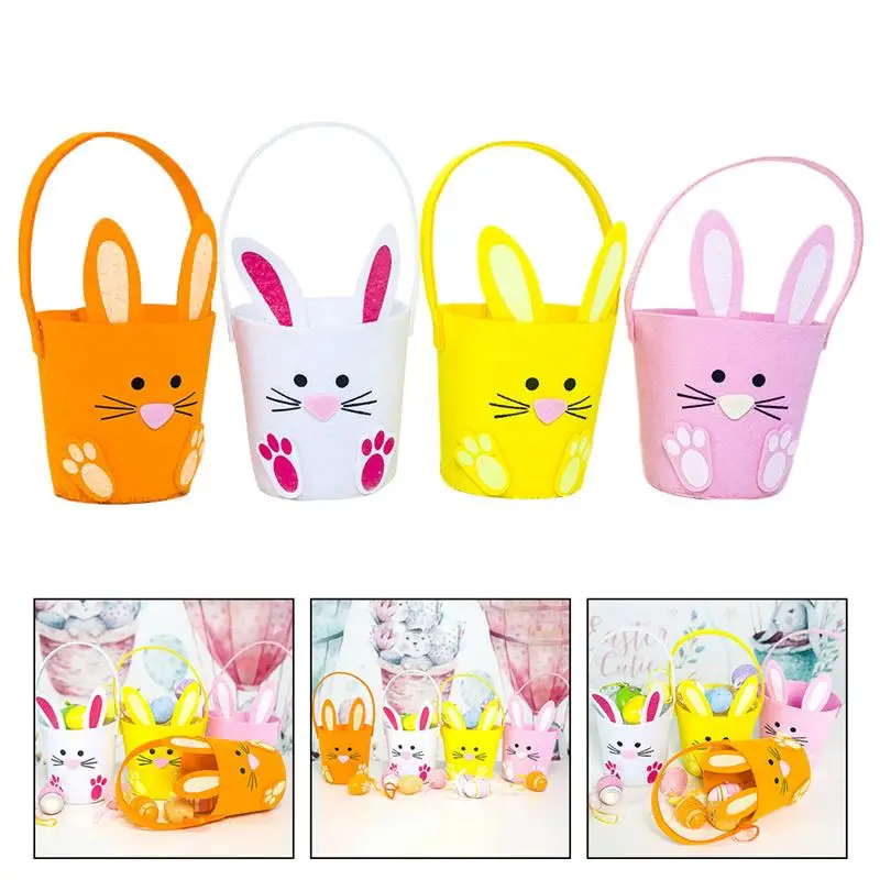 

4Pcs Easter Bunny Baskets Easter Gift Bucket Egg Hunting Basket Children Candy Bucket