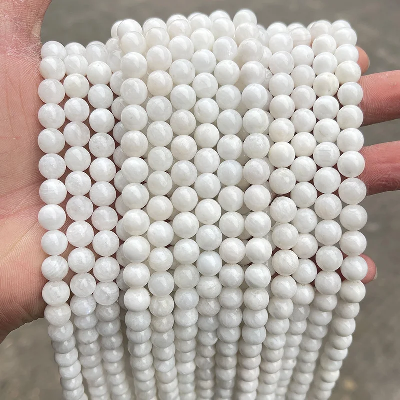 

Natural White Moonstone Beads for Jewelry Making DIY Charm Bracelets Accessories with Scissors 0.6mm Crystal Elastic Thread New