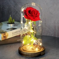 artificial flowers home decor beauty and the beast everrose led lights in glass dome wedding decor father and mother day gifts
