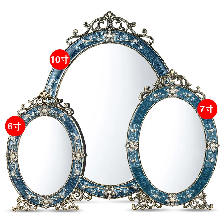 Креативный дизайн 7/10 дюймов односторонние настольные металлические зеркальные декоративные зеркала для гостиной с металлической рамой J062