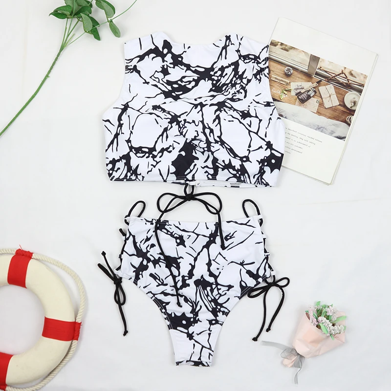 MUOLUX Черно-белый бикини Tie Dye