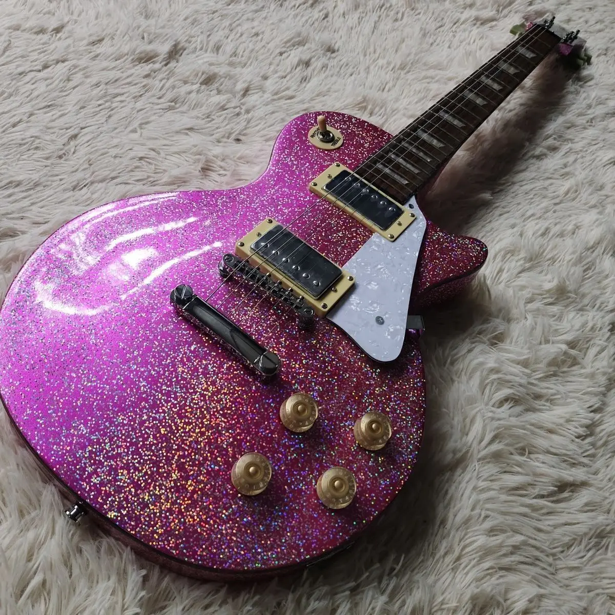 

Factory Customization Pink Glitter, Shiny, Beautiful Electric Guitar 6 String