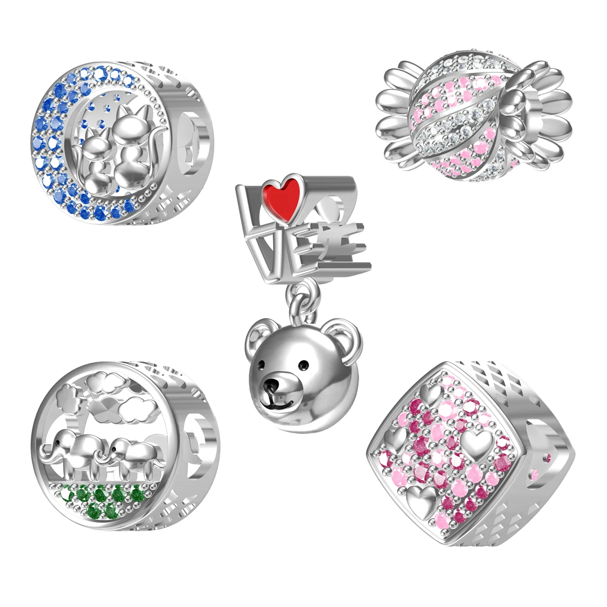 925 Sterling Silver candy bear amulet for Pandora original DIY bracelet Jewelry