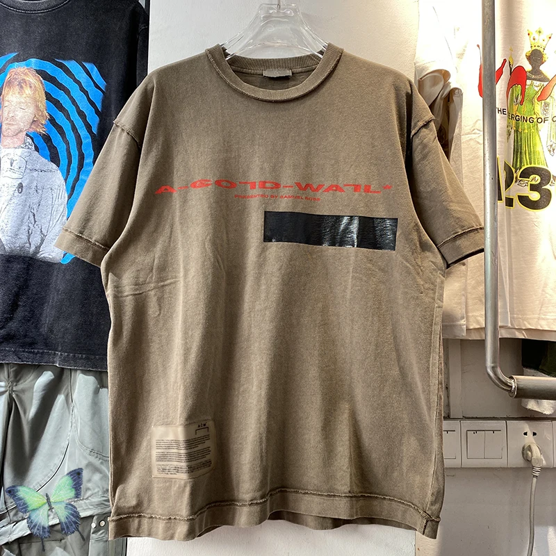 

Patchwork ACW 2022 Letter Print T Shirt Washed Distressed Short Sleeve Reverse Stitching Double Wear A Cold Wall T-shirt