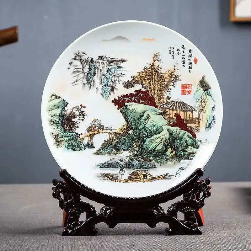 

Jingdezhen Ceramic Plate Ornament Living Room Home Crafts Chinese Decoration Ornament Variety Optional