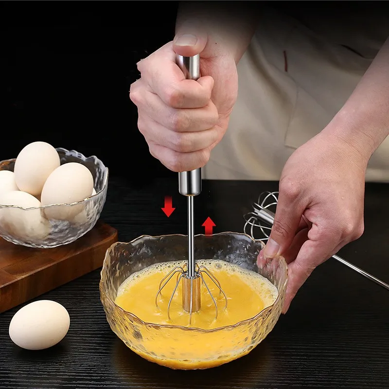 

Semi-automatic Egg Beater 304 Stainless Steel Egg Whisk Manual Hand Mixer Self Turning Egg Stirrer Kitchen Accessories Egg Tools
