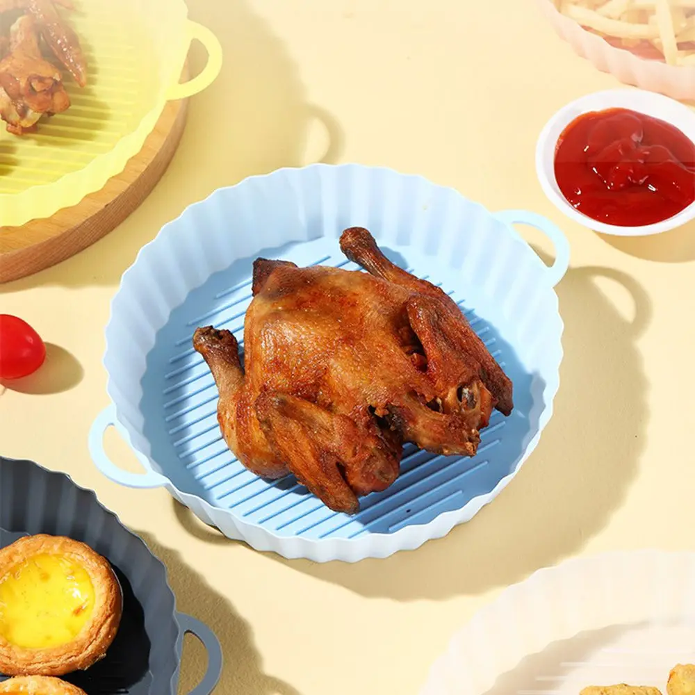 

Grill Pot Tray Cooking AirFryer Accessories Pizza Plate Replacement Liners Silicone Pot For Air Fryer Baking Basket