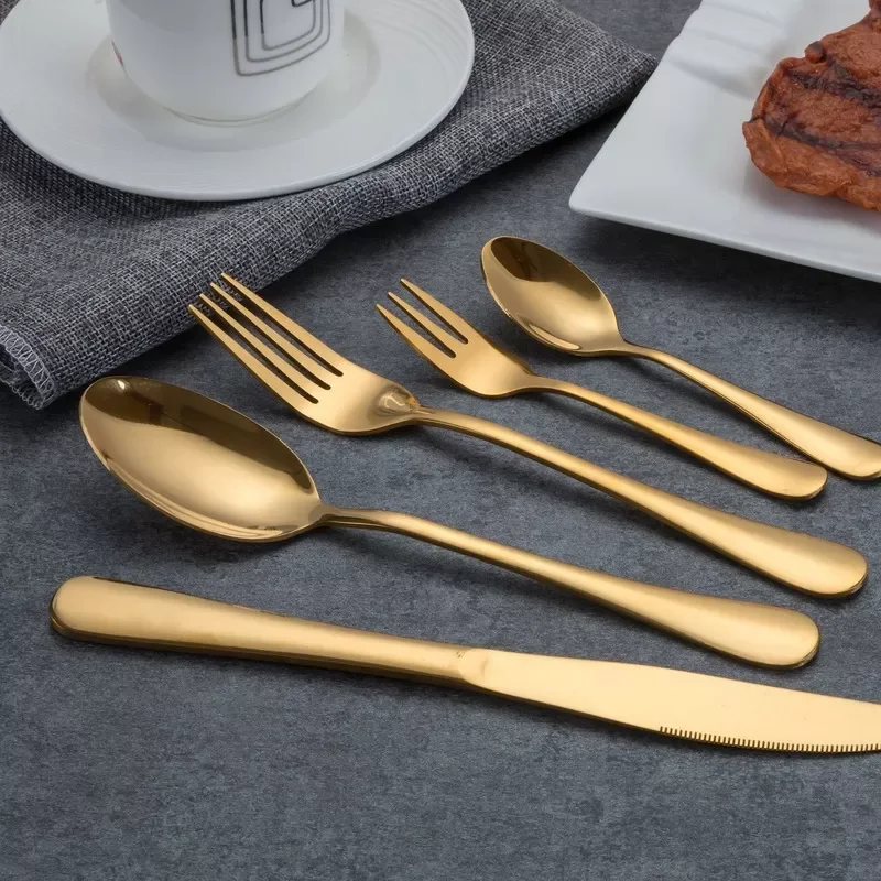 

PCS New Gold Cutlery Knives Sets Spoons Forks and Knives 304 Stainless Steel Western Kitchen Food Tableware Dinner Set