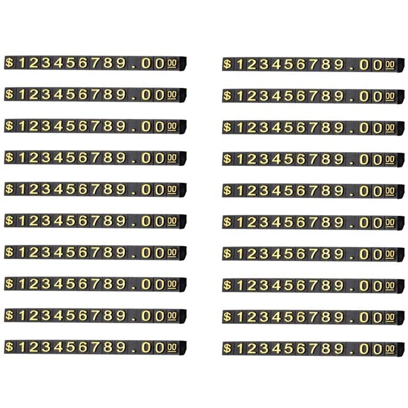 

40 Sets Price Display Square Adjustable Price Tag For Price Display Counter Stand Number Letter Dollar Price Block Kit S