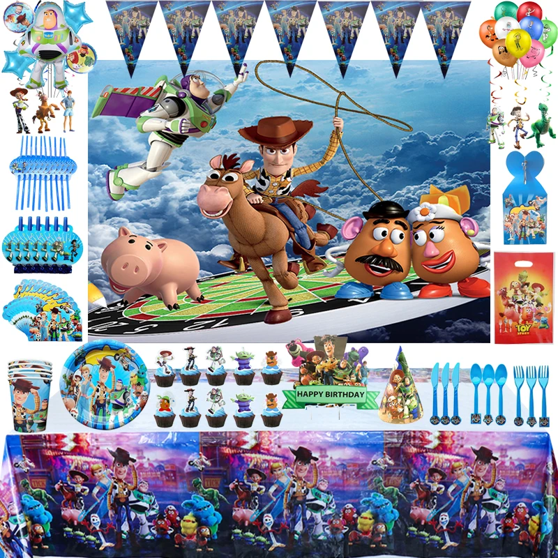 

Cartoon Toy Story Themed Birthday Party Decorations Kid Boy Gift Disposable Party Plate Tableware Tablecloth Banner Baby Shower
