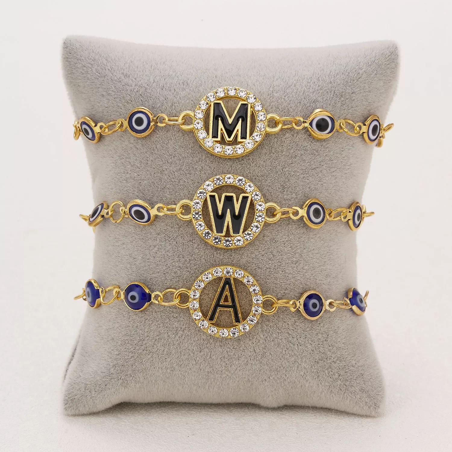 

New in A-Z Letter Turkish Evil Eye Bracelet Shiny Rhinestone Lucky Blue Eyes Charm Bracelet Female Fashion Luxury Jewelry Gifts