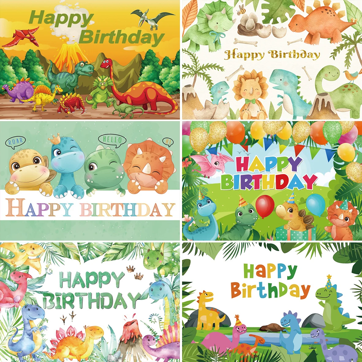 Мультяшный Динозавр Детский День Рождения Вечеринка фото фон детский портрет пользовательский постер семейная фотография Фон фотосессия