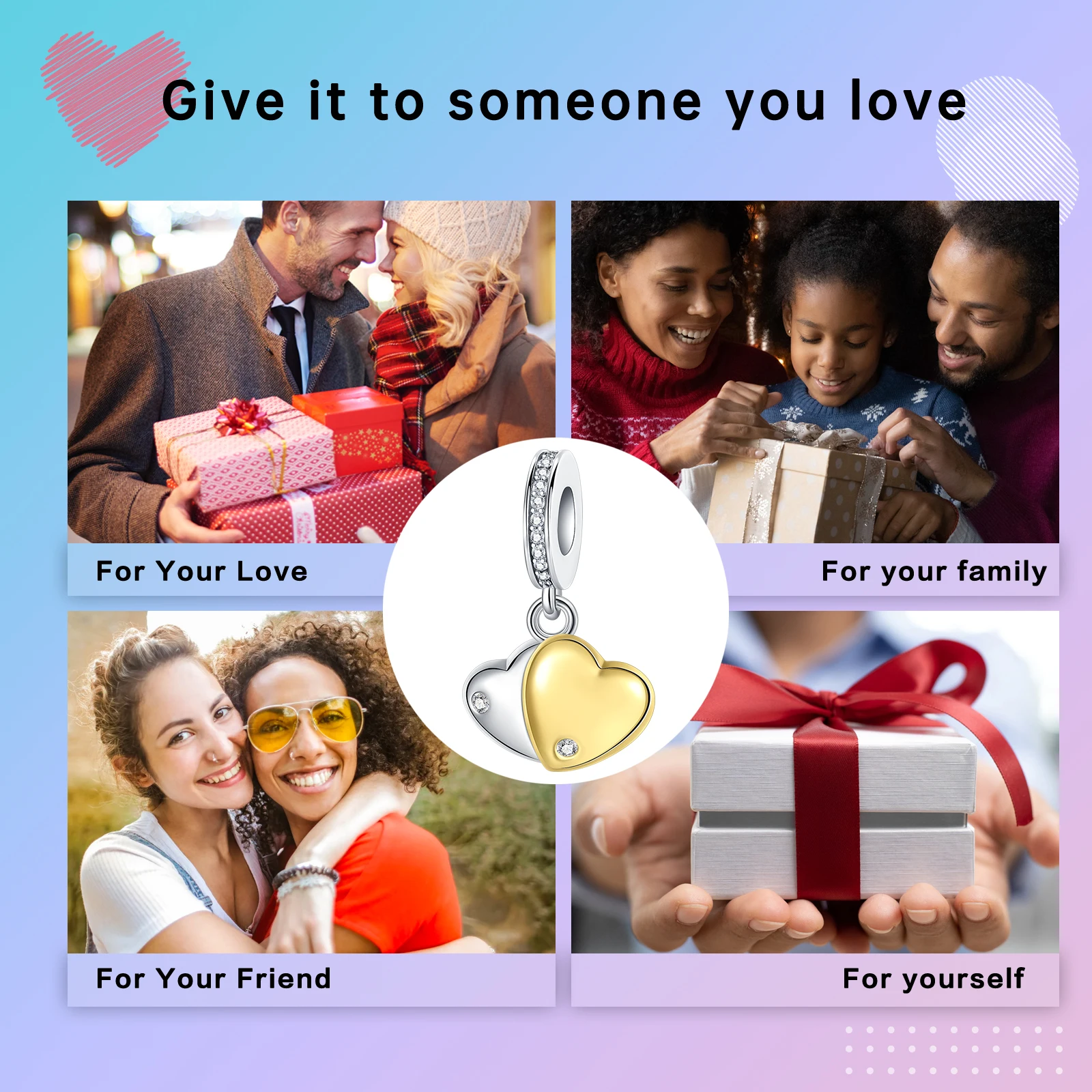 Женский браслет Двойная любовь из серебра 925 пробы