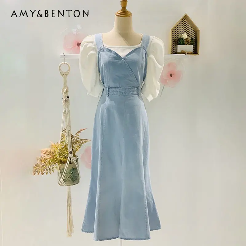 

Fashion Temperament Camisole Denim Dress 2023 Spring/Summer New Design Sense Niche Denim Suspender Dress for Women