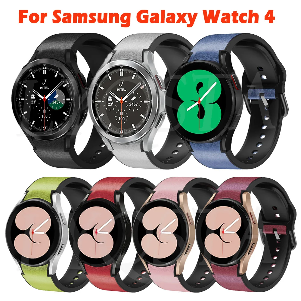 

Ремешок силиконовый для Samsung Galaxy Watch 4 Classic 46 42 мм, кожаный браслет для смарт-часов с изогнутым концом, без зазора, 40/44 мм