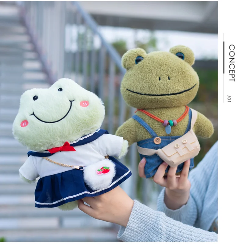 

28cm Cute Smile Cloud Frog Plush Toy Stuffed Soft Dressed Frog with Skirt Sweater Creative Doll Toys for Kids Girl Birthday Gift