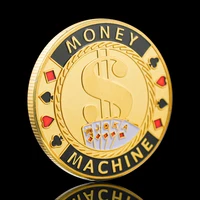 gold plated money machine poker card guard lasvegas fichas challenge coin premier souvenirs collectible coins medal gift