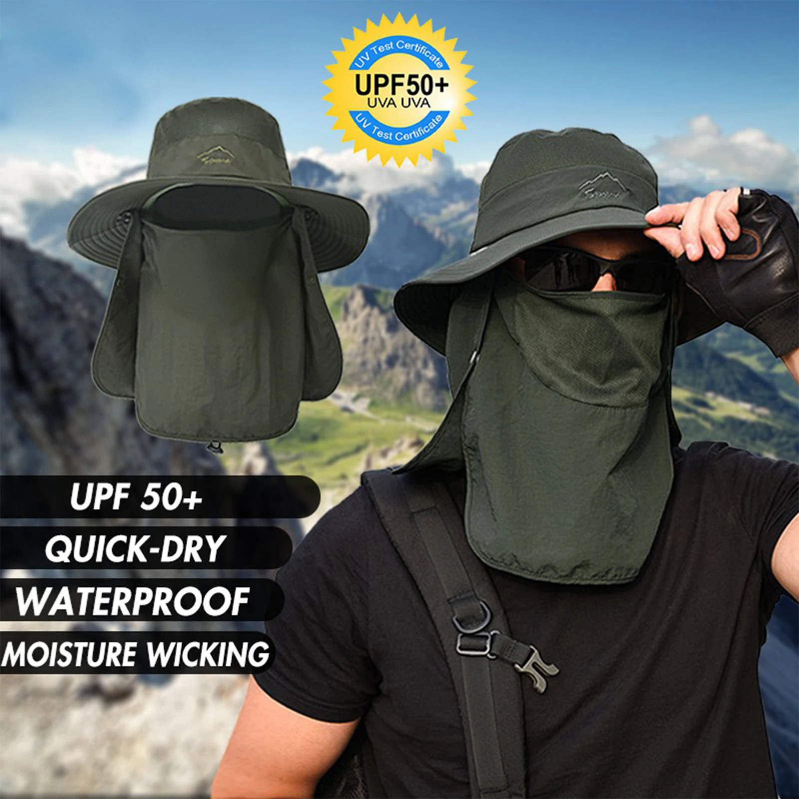 

Шляпа для активного отдыха, походов, рыбалки, Солнцезащитная шляпа для путешествий, альпинизма, съемный и дышащий чехол для лица, шляпа унис...